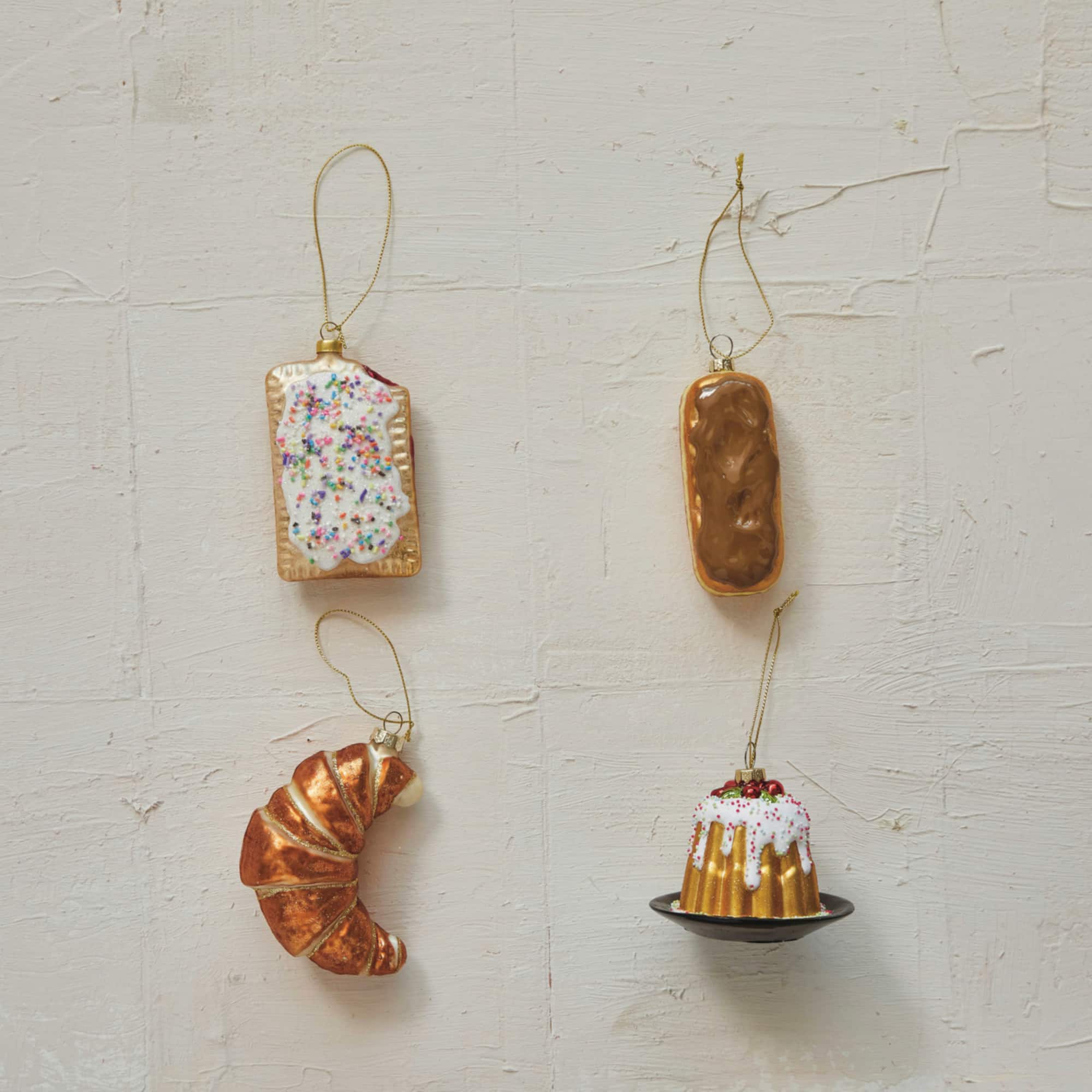 Hello Honey® 4.5" Copper Croissant Glitter Glass Ornament